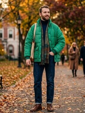 Vintage Big Smith Pikes Peak Quilted Puffer Jacket Green Mens XL